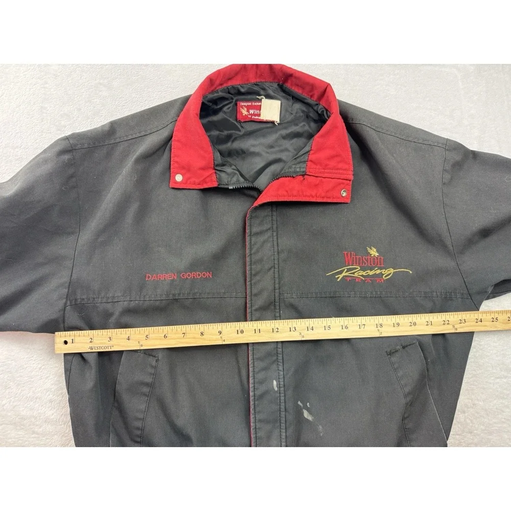 Vintage NASCAR Winston Cup Series Jacket Mens L Black Auto Racing Made USA 90s